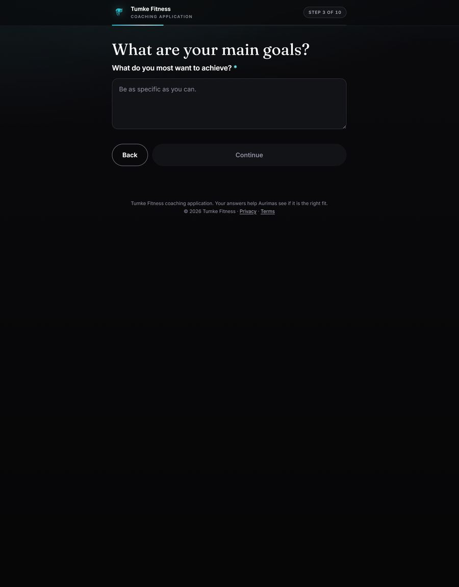 The custom application form