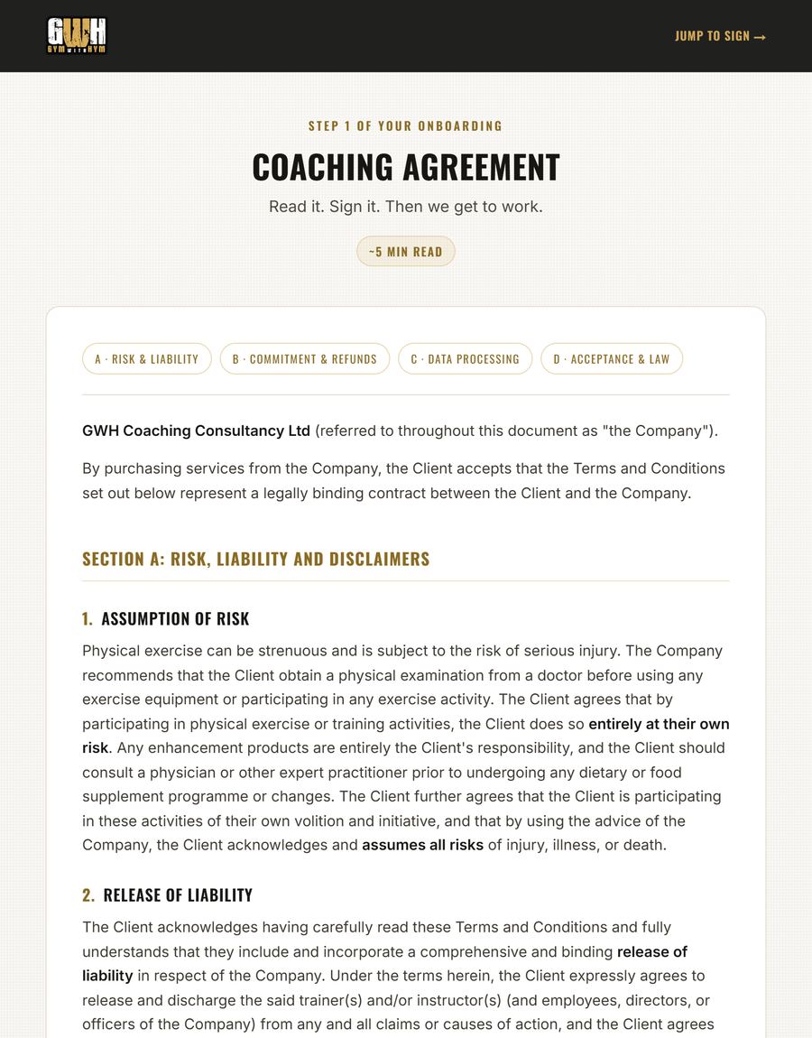 The coaching agreement step