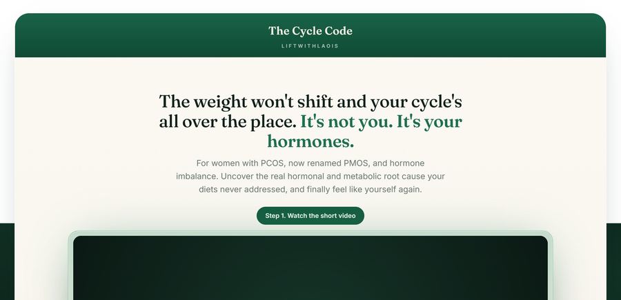 The Cycle Code funnel page